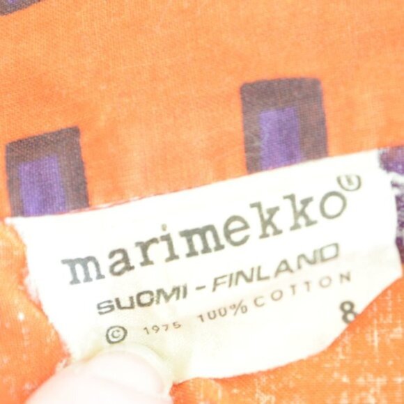 Vintage 1975 Marimekko Check Geometric Cotton Shirt Sz 8 - Picture 4 of 7